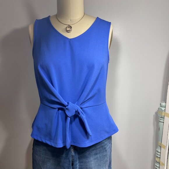 Talbots Tie Front tank with peplum Periwinkle Blue - Petite L - Picture 2 of 7